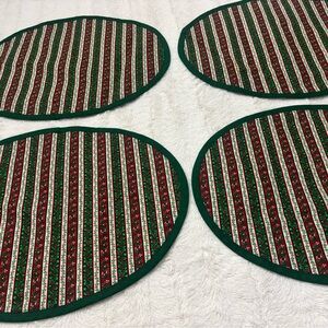 Four vintage oval Holly Berry Christmas Reversable placemats